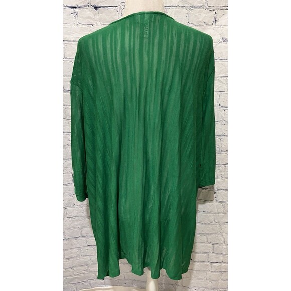 CATHERINES GREEN SEMI-SHEER OPEN DRAPE FRONT CARDIGAN SWEATER TOP 5X 34/36W NWOT - Picture 4 of 6